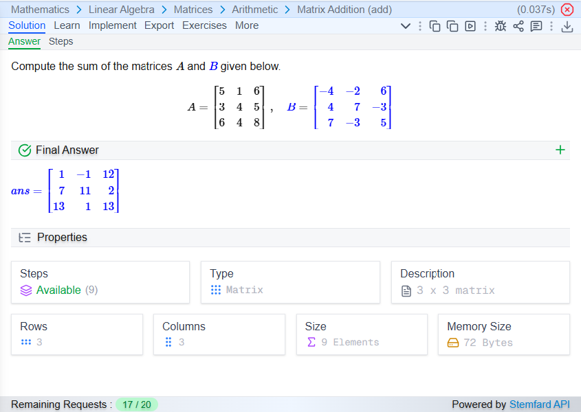 Matrix Addition Demo