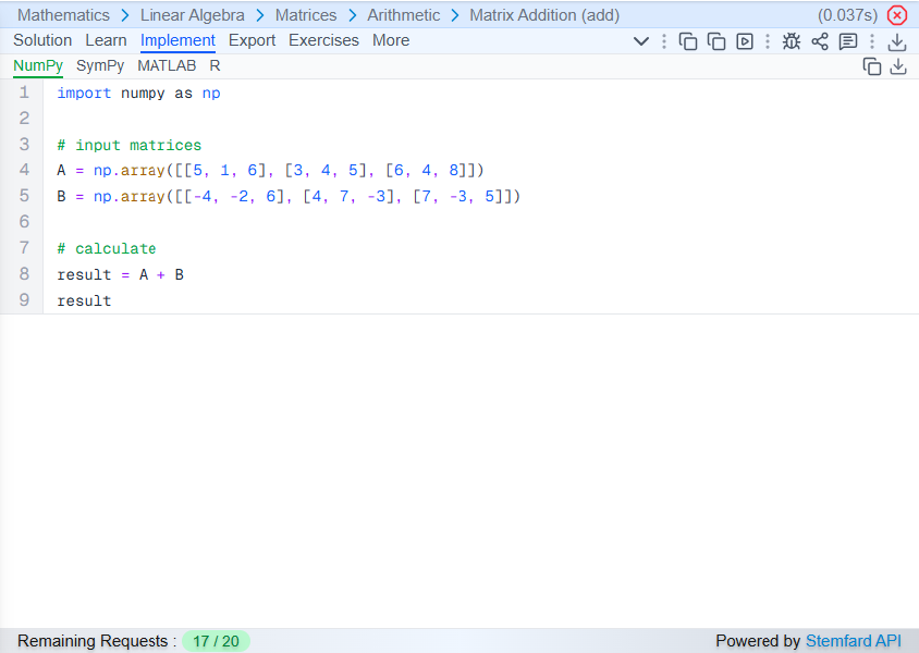 Matrix Addition Demo