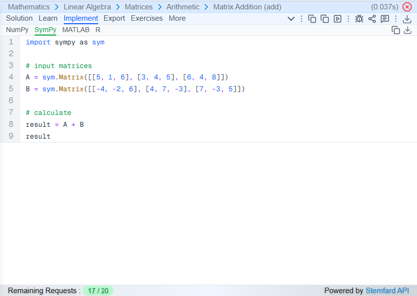 Matrix Addition Demo