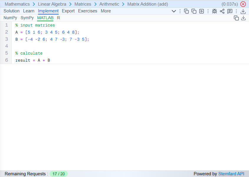 Matrix Addition Demo