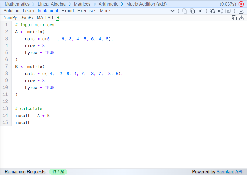 Matrix Addition Demo