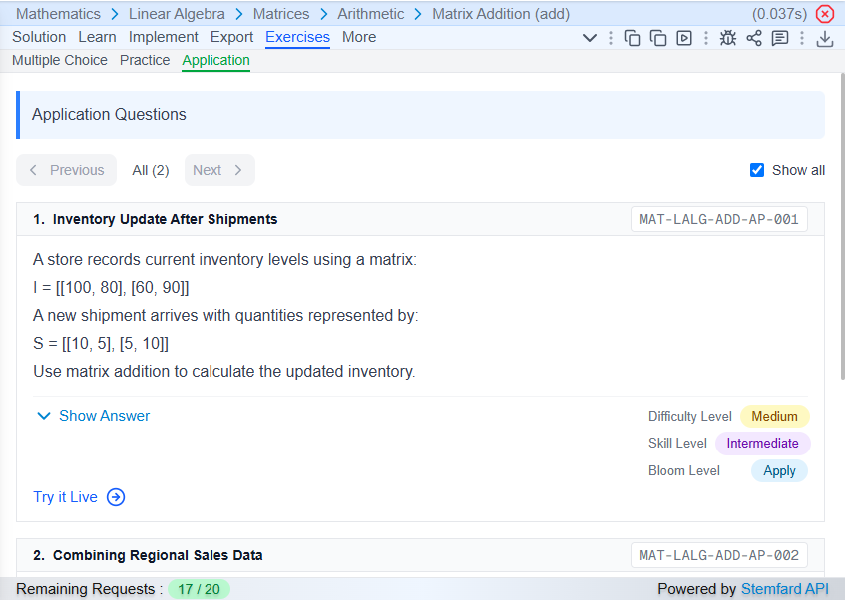 Matrix Addition Demo